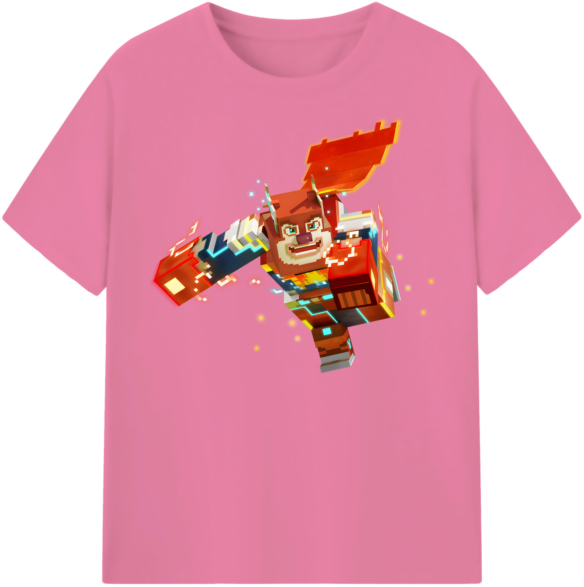 （画像用） マインクラフト ブロックの世界 Minecraft MC Block world 綿100％半袖Tシャツ（フロントプリント）